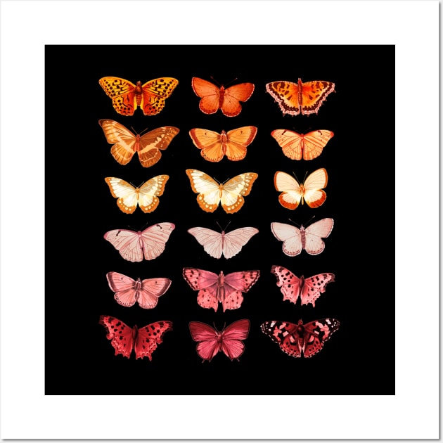 The Lesbian Flag Color Butterfly - A Subtle Sapphic Pride Symbol fo June Pride Month Parade Wall Art by Ministry Of Frogs